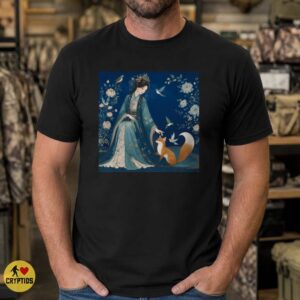 Chinese Fox Spirit Hanfu Woman Kitsune Floral Fantasy Art Shirt