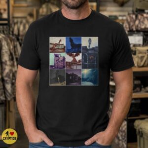 Cryptid Fake Sighting Vintage Photo Collage Monster Suburban Paranormal Shirt