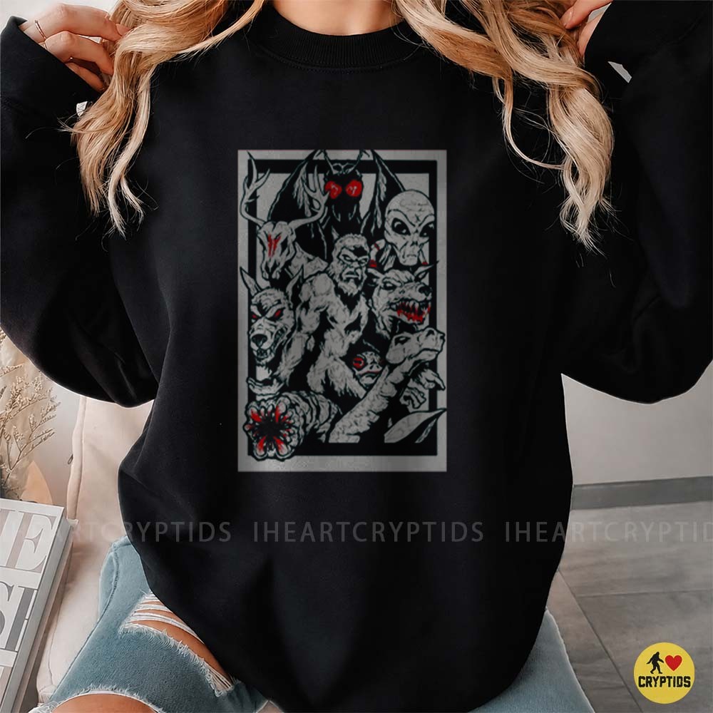 Cryptid Monsters Bigfoot Mothman Alien Wendigo Chupacabra T-Shirt 3 Cryptid Monsters Bigfoot Mothman Alien Wendigo Chupacabra Shirt