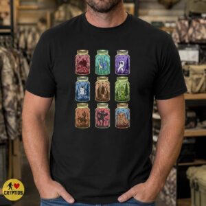Cryptids in Mason Jars Mothman Nessie Bigfoot Jersey Devil Squonk Paranormal T-Shirt 6 Cryptids in Mason Jars Mothman Nessie Bigfoot Jersey Devil Squonk Paranormal Shirt