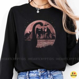 Cryptids Moonlight Bigfoot Mothman Alien Lake Monster Forest Shirt