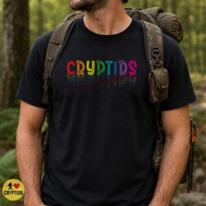 Cryptids Rainbow Retro Bold Text LGBT Pride Paranormal Fan Shirt