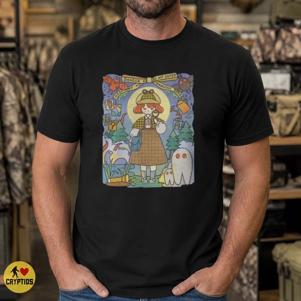 Cute Girl Cryptid Hunter Bigfoot Mothman Ghost Kawaii Paranormal T-Shirt 1 Cute Girl Cryptid Hunter Bigfoot Mothman Ghost Kawaii Paranormal Shirt