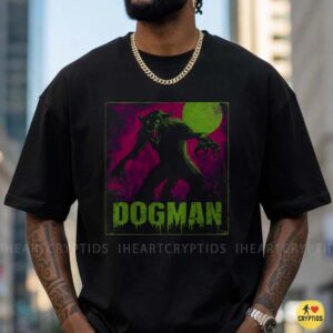 Dogman Full Moon Neon Horror Michigan Cryptid Werewolf Legend Scary Shirt