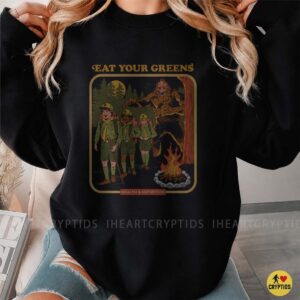 Eat Your Greens Health And Nutrition Bigfoot Scary Retro Boy Scouts Campfire Funny Shirt