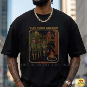 Eat Your Greens Health And Nutrition Bigfoot Scary Retro Boy Scouts Campfire Funny Shirt