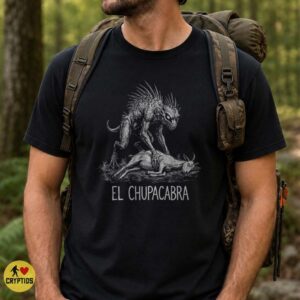 El Chupacabra Attacking Goat Vintage Ink Illustration Cryptid Horror Shirt
