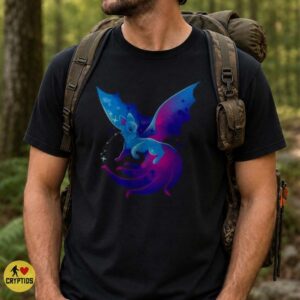 Fox Bat Wings Galaxy Blue Purple Cute Fantasy Magical Creature Art Shirt