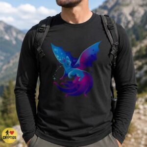 Fox Bat Wings Galaxy Blue Purple Cute Fantasy Magical Creature Art Shirt