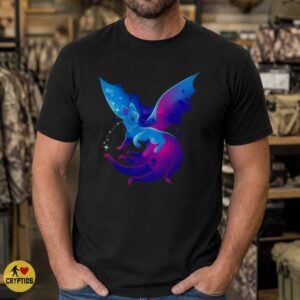 Fox Bat Wings Galaxy Blue Purple Cute Fantasy Magical Creature Art Shirt
