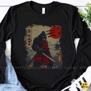 Gorilla Samurai Warrior Red Armor Katana Japanese Sunset Funny Shirt