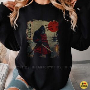 Gorilla Samurai Warrior Red Armor Katana Japanese Sunset Funny Shirt