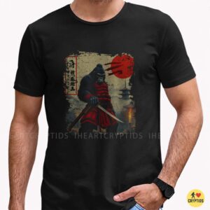 Gorilla Samurai Warrior Red Armor Katana Japanese Sunset Funny Shirt