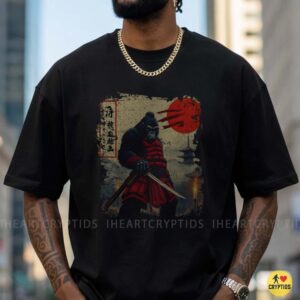 Gorilla Samurai Warrior Red Armor Katana Japanese Sunset Funny Shirt