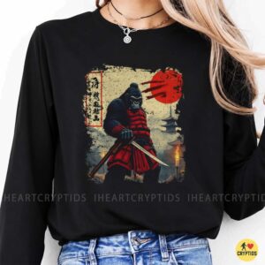 Gorilla Samurai Warrior Red Armor Katana Japanese Sunset Funny Shirt