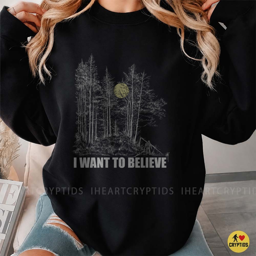 I Want To Believe Bigfoot Forest Full Moon Night Cryptid Believer Camping T-Shirt 3 I Want To Believe Bigfoot Forest Full Moon Night Cryptid Believer Camping Shirt
