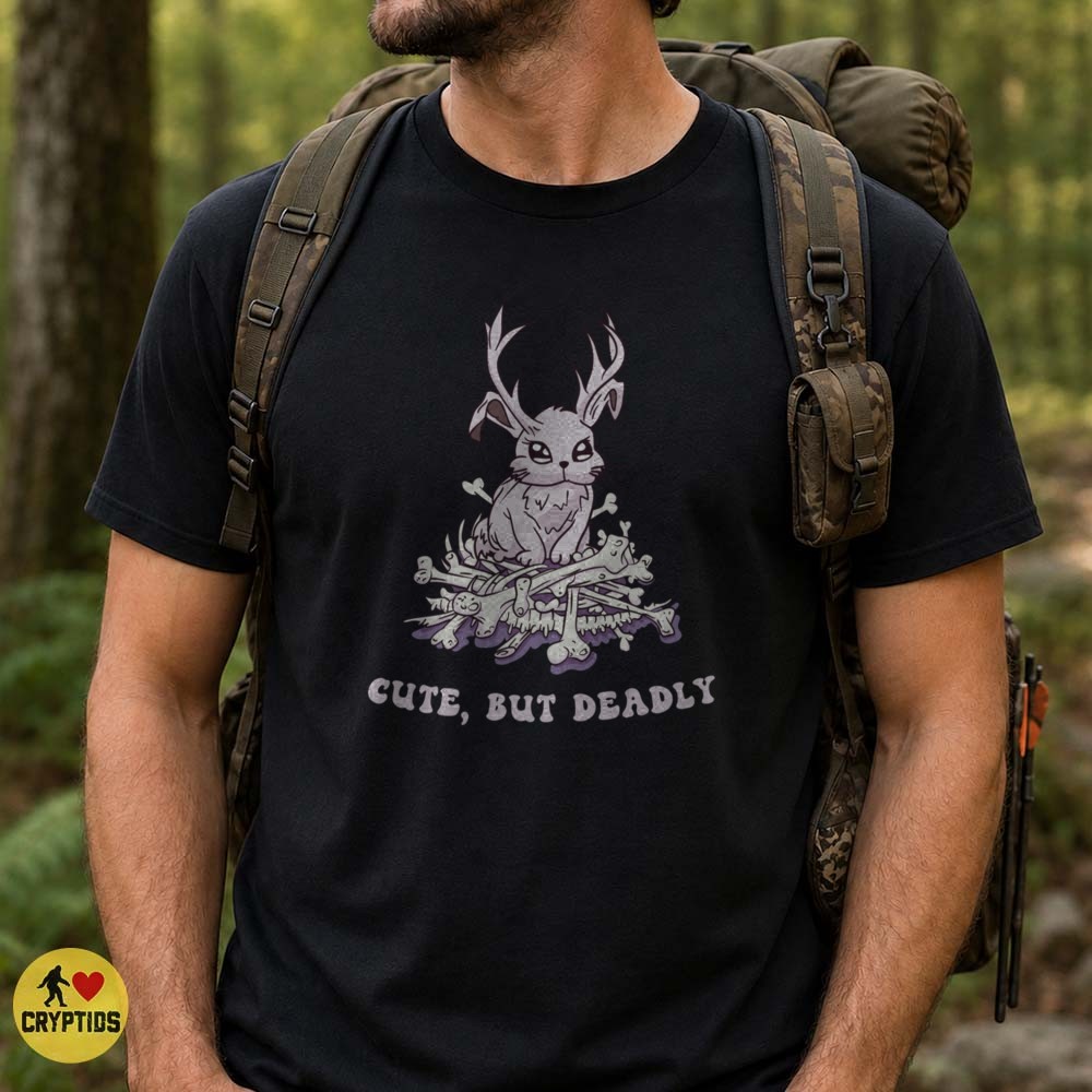 Jackalope Cute But Deadly Sitting on Bones Funny Cryptid T-Shirt 2 Jackalope Cute But Deadly Sitting on Bones Funny Shirt