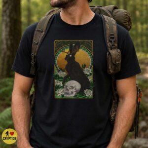 Jackalope Dark Art Nouveau Skull Floral Gothic Cryptid Shirt