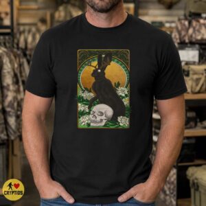 Jackalope Dark Art Nouveau Skull Floral Gothic Cryptid Shirt