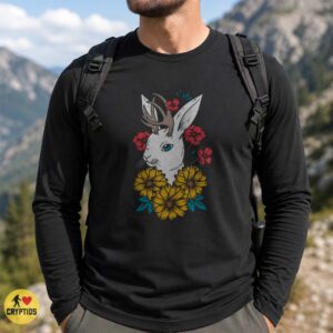 Jackalope Floral Western Cryptid Rabbit Antlers Wildflower Art T-Shirt 6 Jackalope Floral Western Cryptid Rabbit Antlers Wildflower Art Shirt