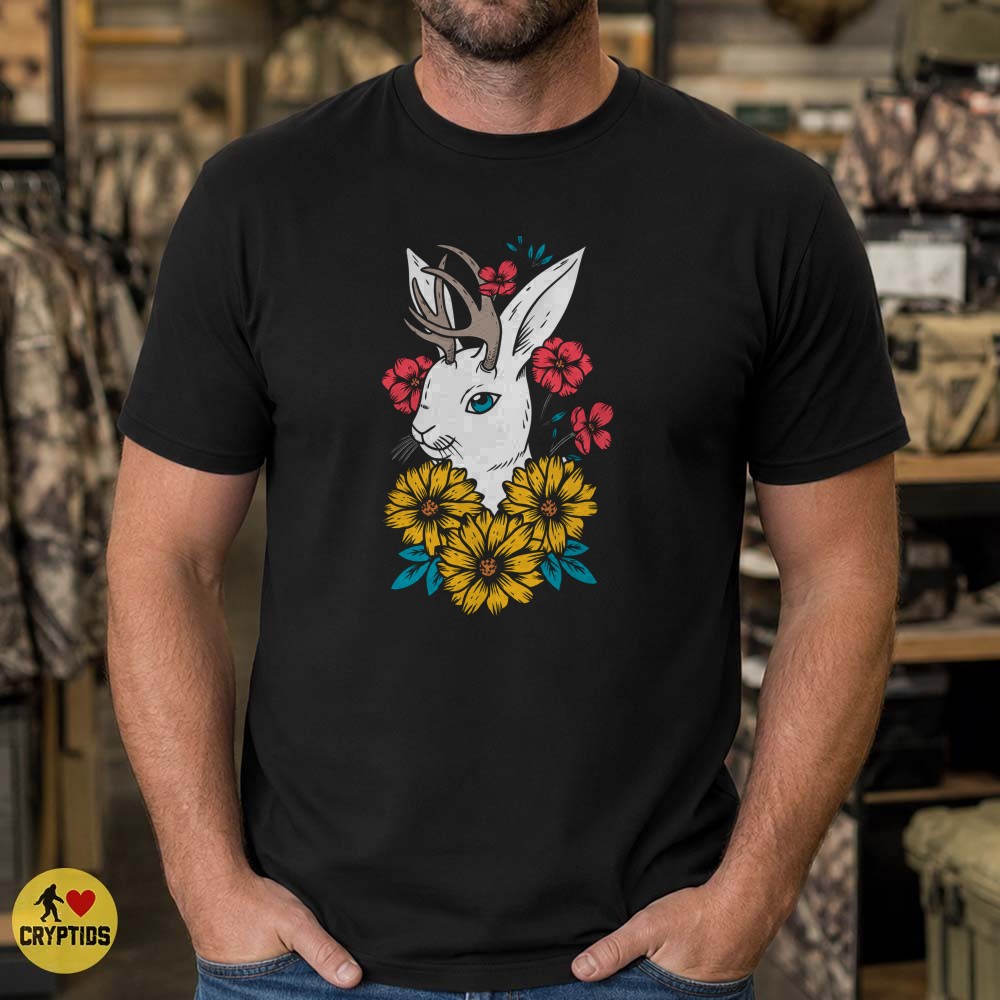 Jackalope Floral Western Cryptid Rabbit Antlers Wildflower Art T-Shirt 4 Jackalope Floral Western Cryptid Rabbit Antlers Wildflower Art Shirt