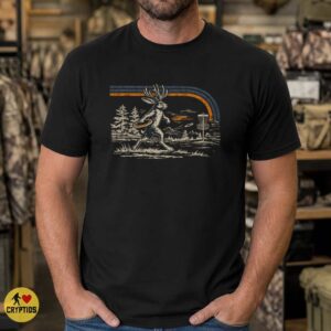 Jackalope Playing Disc Golf Retro Sunset Vintage Shirt