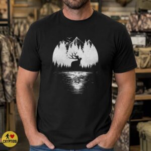 Jackalope Silhouette Full Moon Forest Lake Reflection Cryptid Nature T-Shirt 6 Jackalope Silhouette Full Moon Forest Lake Reflection Cryptid Nature Shirt
