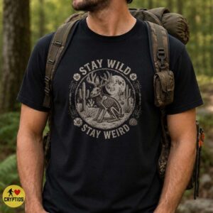Jackalope Skeleton Stay Wild Stay Weird Desert Moon Shirt
