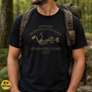 Junior Cryptonaturalist Summer Camp 1987 Sea Monster Skeleton Cryptid Shirt