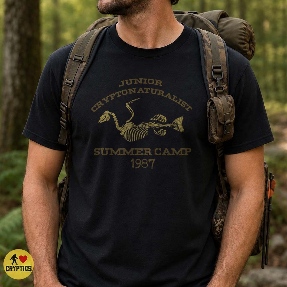 Junior Cryptonaturalist Summer Camp 1987 Sea Monster Skeleton Cryptid T-Shirt 1 Junior Cryptonaturalist Summer Camp 1987 Sea Monster Skeleton Cryptid Shirt