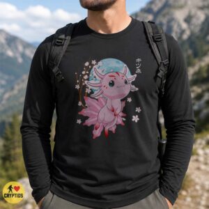 Kawaii Nine Tailed Axolotl Kitsune Japanese Yokai Shirt