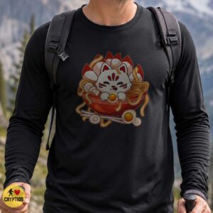Kitsune Cat Ramen Bowl Cute Kawaii Japanese Food Lucky Cat Art Shirt