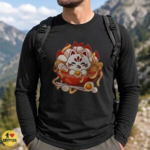 Kitsune Cat Ramen Bowl Cute Kawaii Japanese Food Lucky Cat Art Shirt