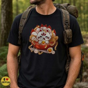 Kitsune Cat Ramen Bowl Cute Kawaii Japanese Food Lucky Cat Art Shirt