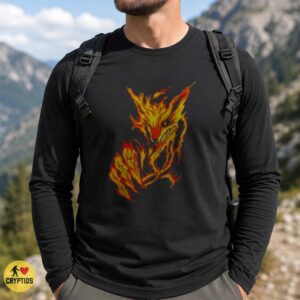 Kitsune Fire Fox Spirit Flame Japanese Folklore Dark Fantasy Shirt