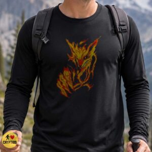 Kitsune Fire Fox Spirit Flame Japanese Folklore Dark Fantasy Shirt