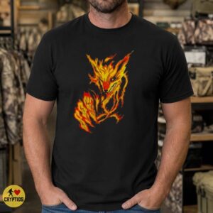 Kitsune Fire Fox Spirit Flame Japanese Folklore Dark Fantasy Shirt