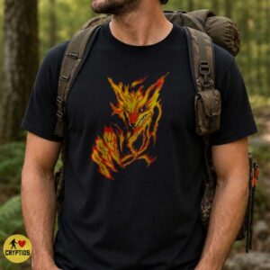 Kitsune Fire Fox Spirit Flame Japanese Folklore Dark Fantasy Shirt