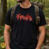 Kitsune Fox Fighting Pair Red Ink Japanese Mythology Dark Art Shirt