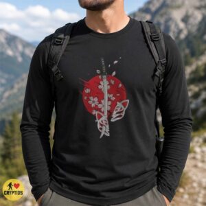 Kitsune Fox Mask Broken Katana Sakura Red Sun Japanese Shirt