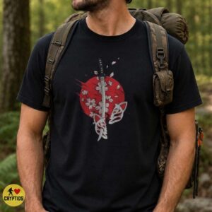 Kitsune Fox Mask Broken Katana Sakura Red Sun Japanese Shirt