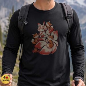 Kitsune Fox Mom Baby Foxes Cute Japanese Mythology Watercolor Shirt