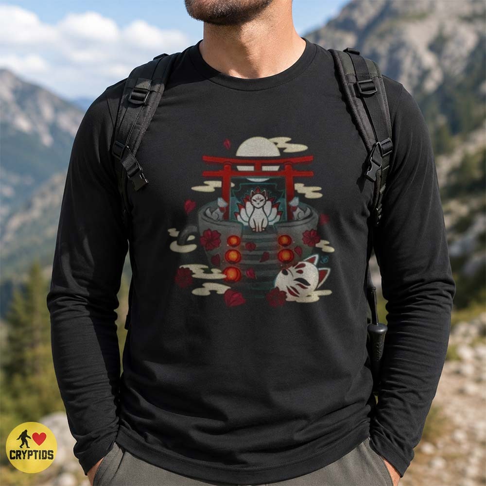 Kitsune Fox Spirit Japanese Shrine Mask Yokai T-Shirt 2 Kitsune Fox Spirit Japanese Shrine Mask Yokai Shirt