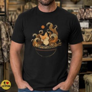 Kitsune Fox Spirit Ramen Bowl Japanese Folklore Aesthetic Shirt