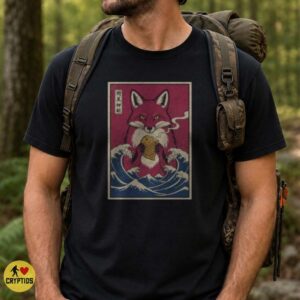 Kitsune Fox Taiyaki Great Wave Japanese Ukiyo-e Art T-Shirt 5 Kitsune Fox Taiyaki Great Wave Japanese Ukiyo-e Art Shirt
