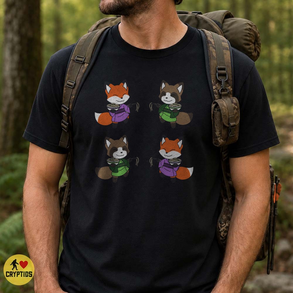 Kitsune Fox Tanuki Ramen Cute Chibi Japanese Folklore Kawaii T-Shirt 3 Kitsune Fox Tanuki Ramen Cute Chibi Japanese Folklore Kawaii Shirt