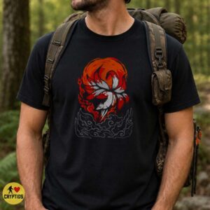 Kitsune Nine-Tailed Fox Fire Red Moon Japanese Mythology T-Shirt 7 Kitsune Nine-Tailed Fox Fire Red Moon Japanese Mythology Shirt