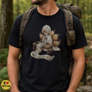 Kitsune Nine-Tailed Fox Monk Scroll Painting Japanese Folklore Art Shirt