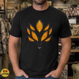 Kitsune Nine-Tailed Fox Nine Eyes Orange Fire Glow Japanese Mythology Shirt
