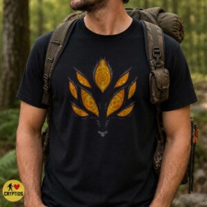 Kitsune Nine-Tailed Fox Nine Eyes Orange Fire Glow Japanese Mythology Shirt